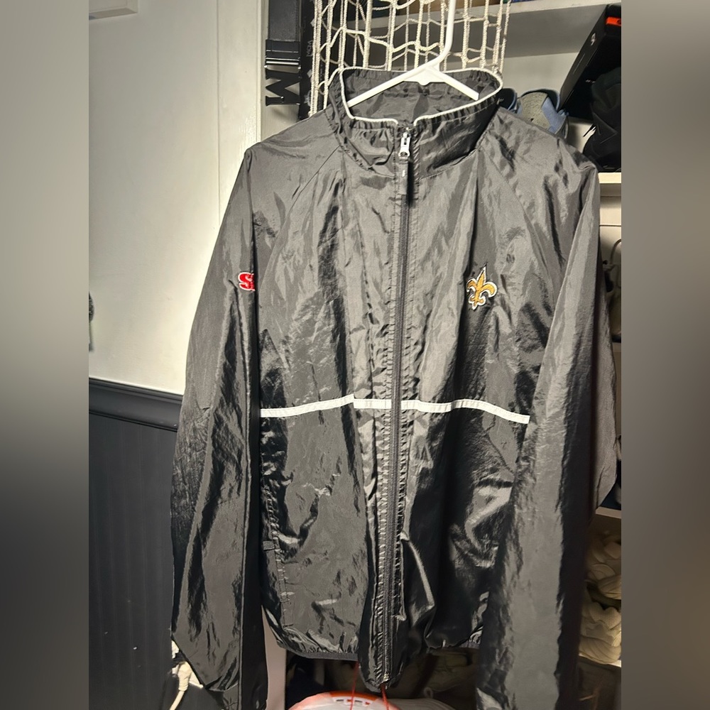 dunbrooke new orleans saints windbreaker; black, size L